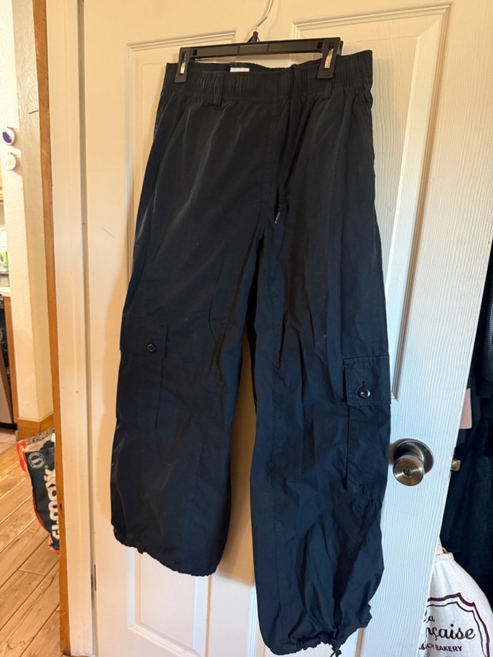 Obey Black Cargo Pants with Drawstring Hems